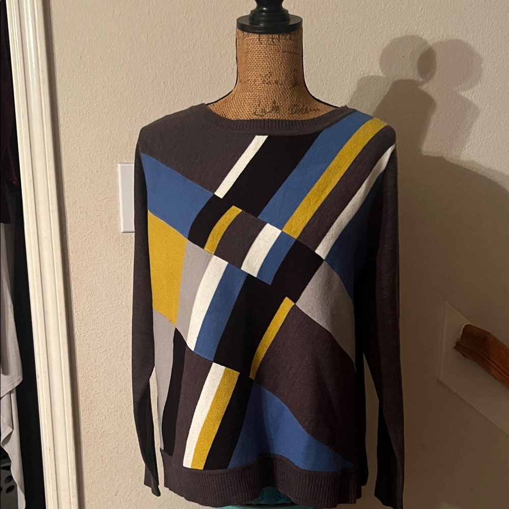 Jones New York Men's Sweater in Blue, Yellow, and Black